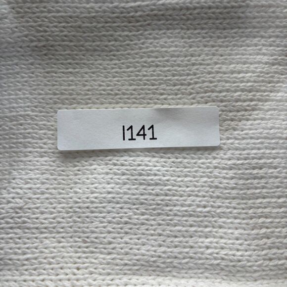 Pure Handknit Button Wrap Cardigan Poncho Shrug Scarf Cotton OS White I141 - Picture 6 of 6